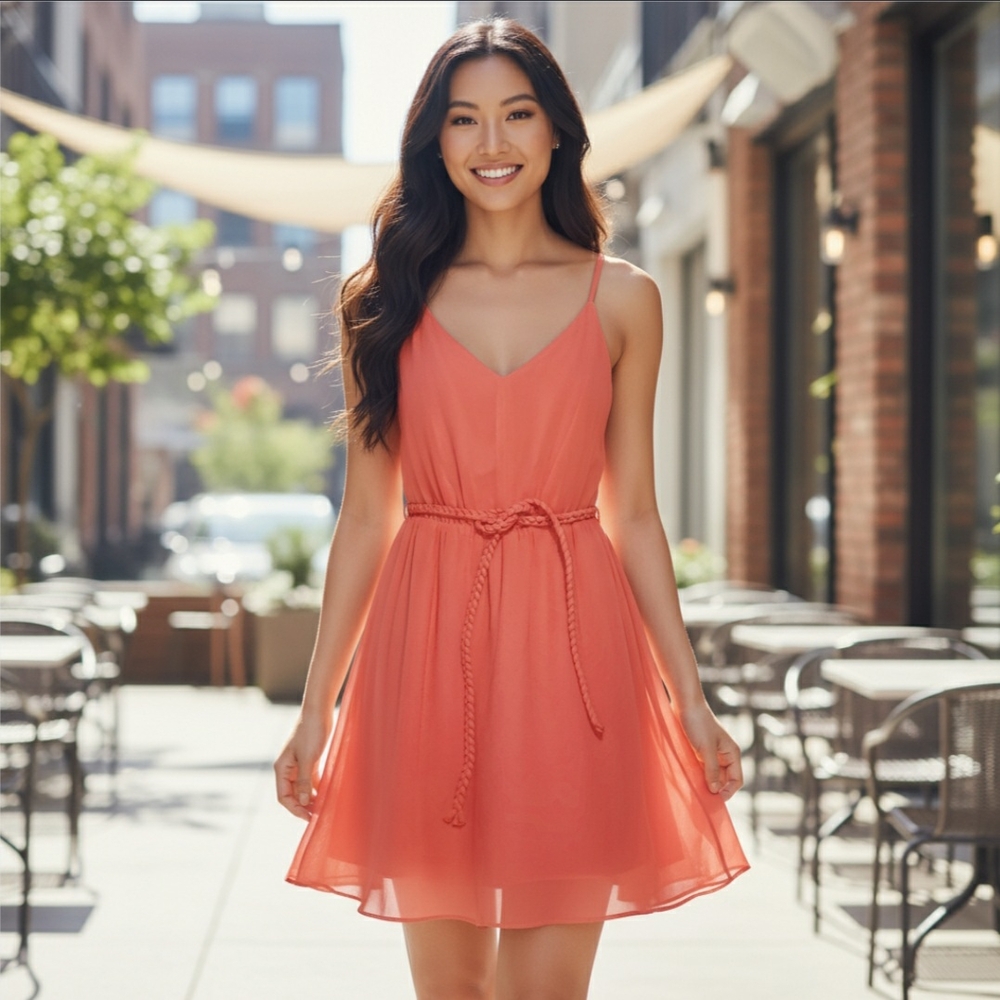 bebe Vibrant Coral Mini Dress